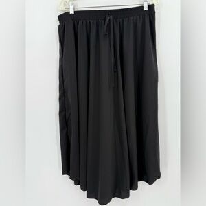 Black Sheer Chiffon Midi Skirt XL Elastic Waist Capsule Wardrobe Flowy